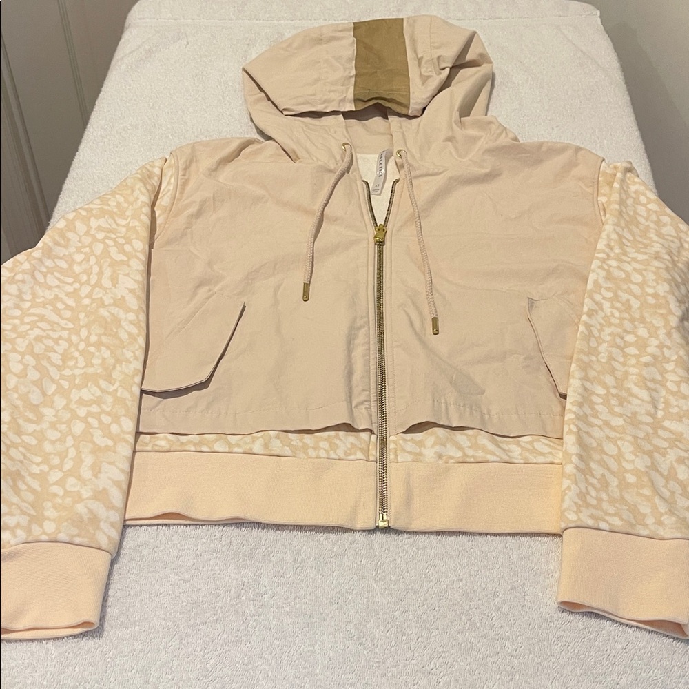 Fabletics Yoga Activewear Autumn Gym Jacket Print Sleeves Terrycloth lining  XS
